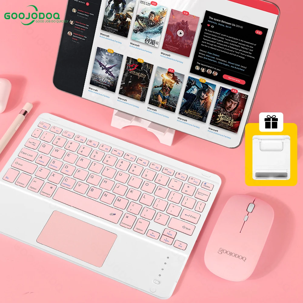 GOOJODOQ Keyboard Bluetooth untuk iPad 10.2 Air 4 2 3 Mouse Xiaomi