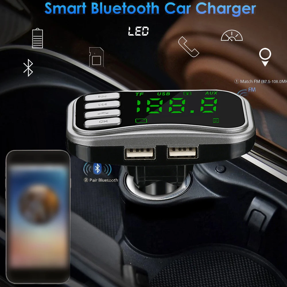 1,5 беспроводной Bluetooth Автомобильный MP3-плеер Hands Free Dual USB зарядное устройство передатчик