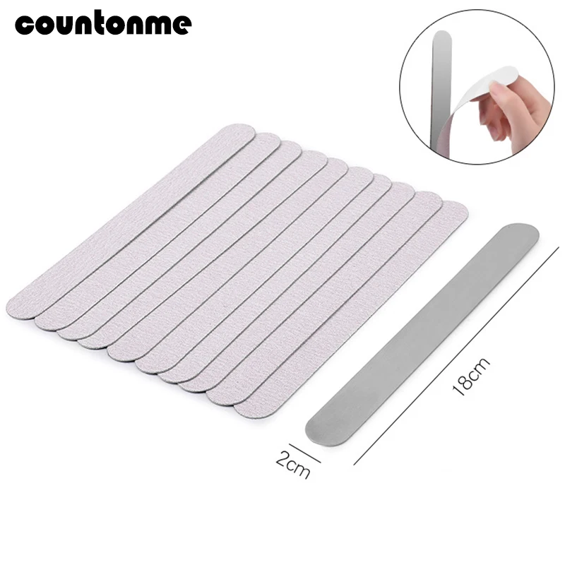 

10pcs Removable Sand Paper Nail File With Metal Handle lime a ongle Grey Double-sided Replacement Nail File 100/180
