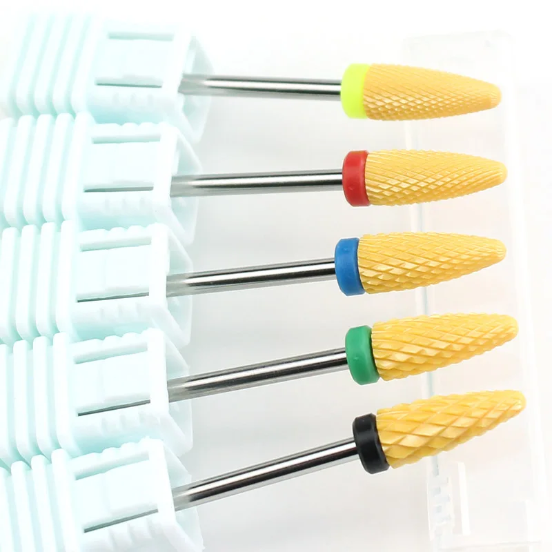 

5 Type Yellow Ceramic Nail Drill Milling Cutter For Manicure Dead Skin Remover Nail Bits Rotary Burr Electric Machine Art Tools