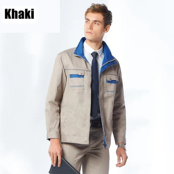 

Anti-Static Workshop Uniforms Long Sleeve Stand Collar Overalls Reflective Work Clothes Factory Workwear Coat And Pants Suit