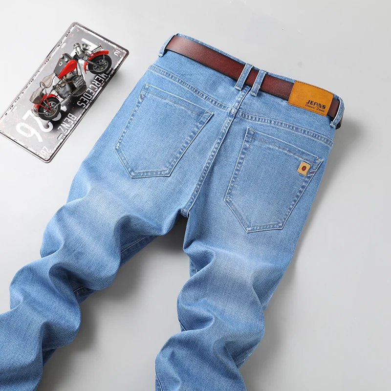 Autumn Winter Men's Business Jeans Plus Size 42 44 46 Stretch Denim Straight-leg Pants Male Trousers denim pants denim trousers