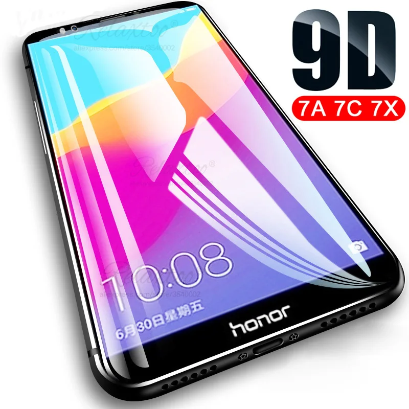 

9D Curved Tempered Glass on For huawei Honor 7X 7A 7C Pro screen protector honor7a honor7c honor7x Hono 7 A C X Protective Film