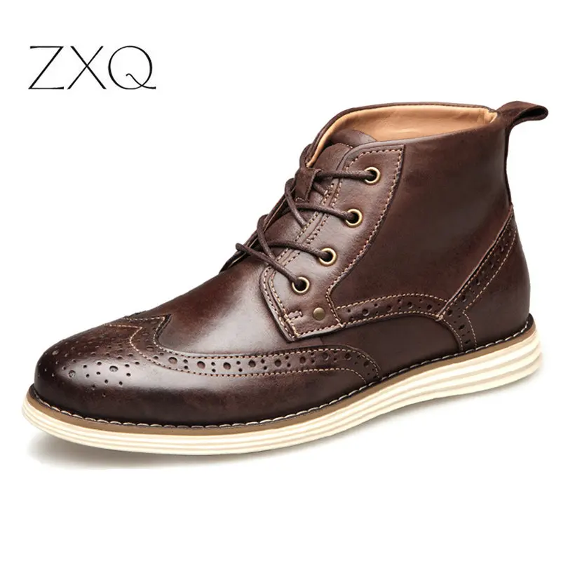 

Brand New Fashion Brogue Boots Men Big Size Winter Autumn Shoes Lace-up Male Dress Shoes Handmade Business Boots
