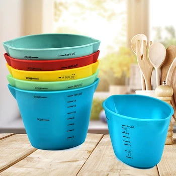 

Baking soft measuring cup double funnel silicone measuring cup baking with scale soft measuring cup spoon measuring cup
