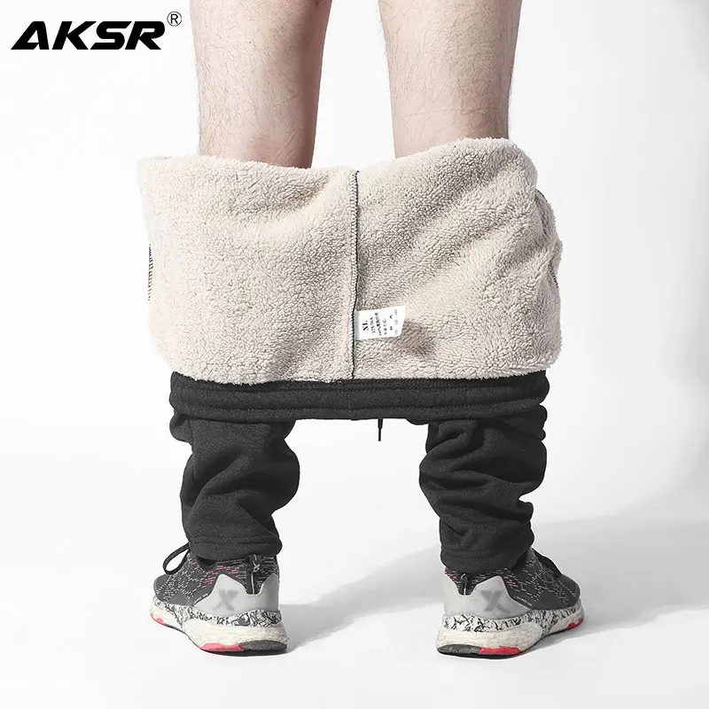 AKSR, зимние мужские спортивные штаны, уличные штаны, большие размеры, кашемировые теплые штаны, эластичные спортивные штаны для бега