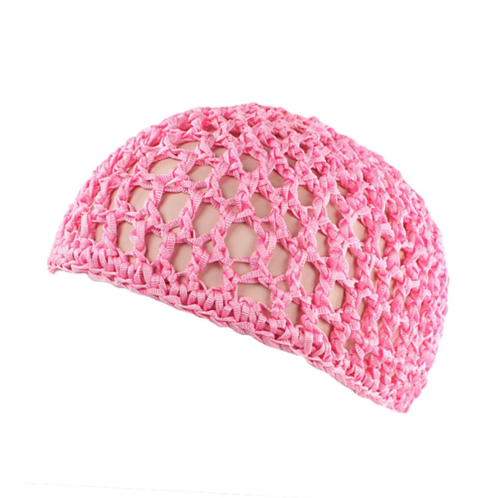 pink Новая женская сетчатая вязаная шапка для волос, Одноцветный снуд, спальный чехол с ночным мотивом, шапка с турбанами, популярные повседневные шапочки, головные уборы при химиотерапии - Цвет: pink