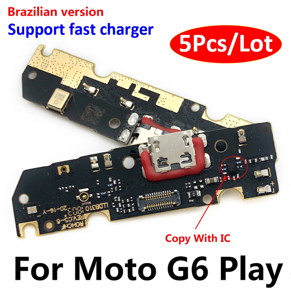 

5Pcs/Lot，New USB Charging Port Board Dock Flex Cable Microphone Module Connector Parts For Motorola Moto G6 Play fast charging