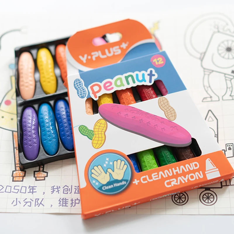 Washable Cute colored peanut crayons for children without dirty hands