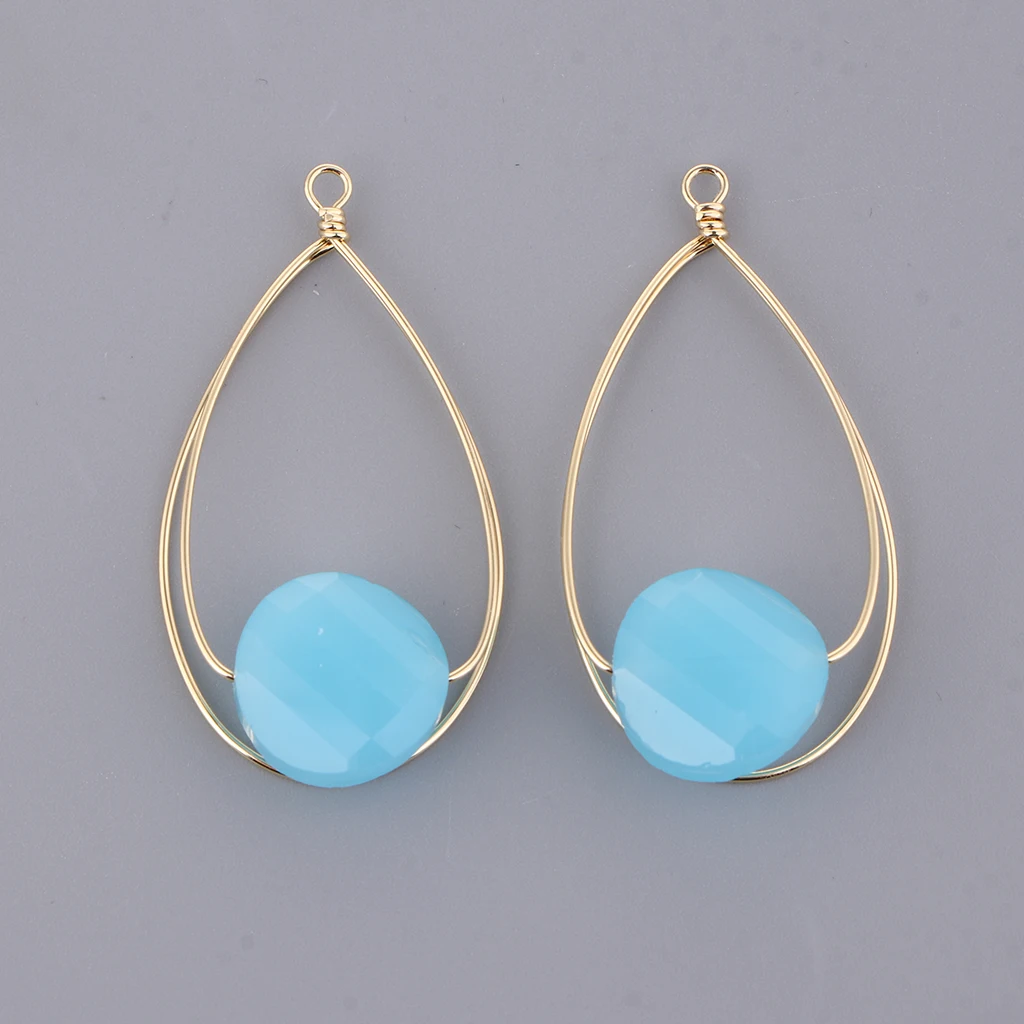 

2pcs Copper Double Loop Waterdrop Charms Pendants For Jewelry Making