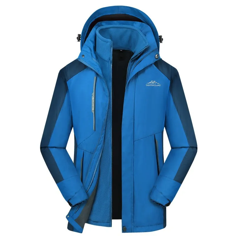 219 New Winter Men Outdoor Waterproof Hiking Jacket Sports Trekking Hooded Climbing Clothes Removable Liner Men's Coats