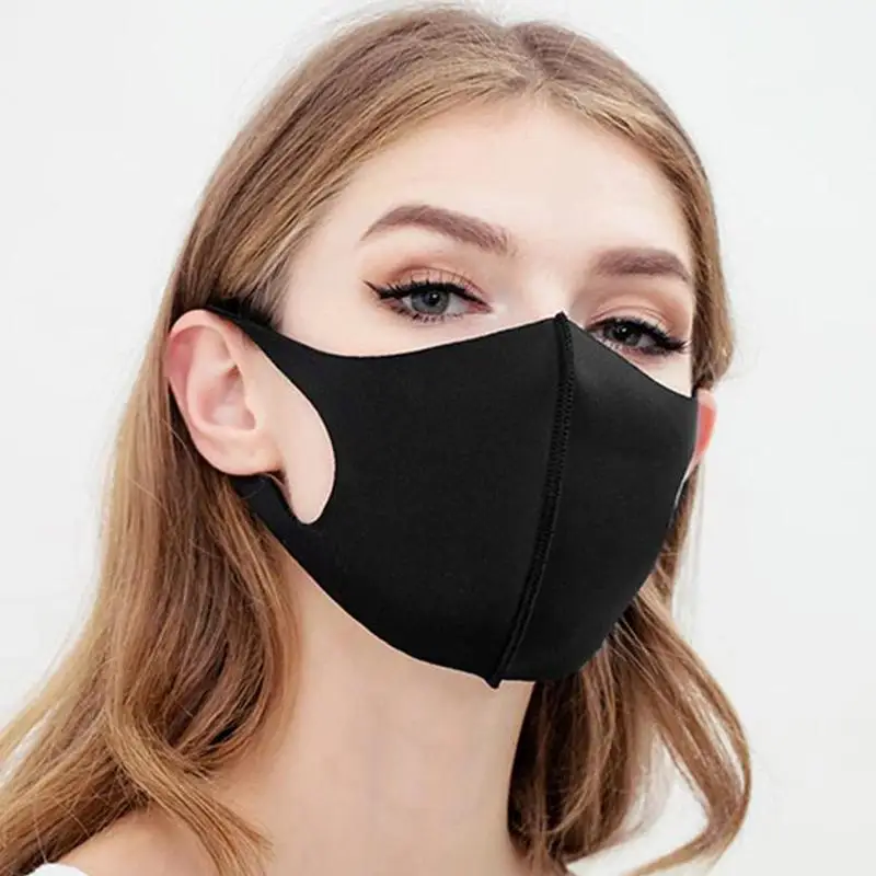 

3Pcs Breathable Unisex Sponge Face Mask Black Mouth Mask Reusable Anti Pollution Face Shield Wind Proof Mouth Cover wholesale