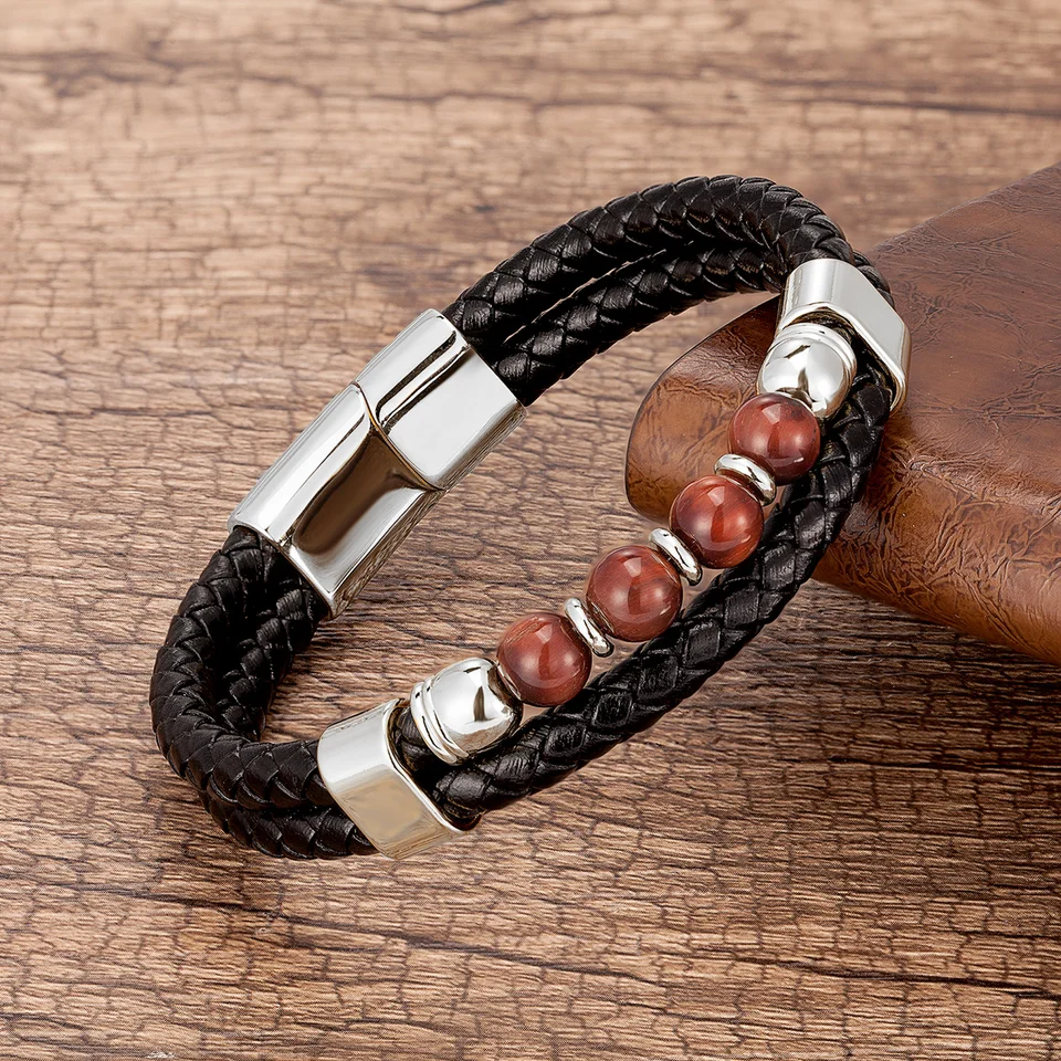Braccialetti Homme Bracciale Con Perline Di Pietra Naturale - Foto 9