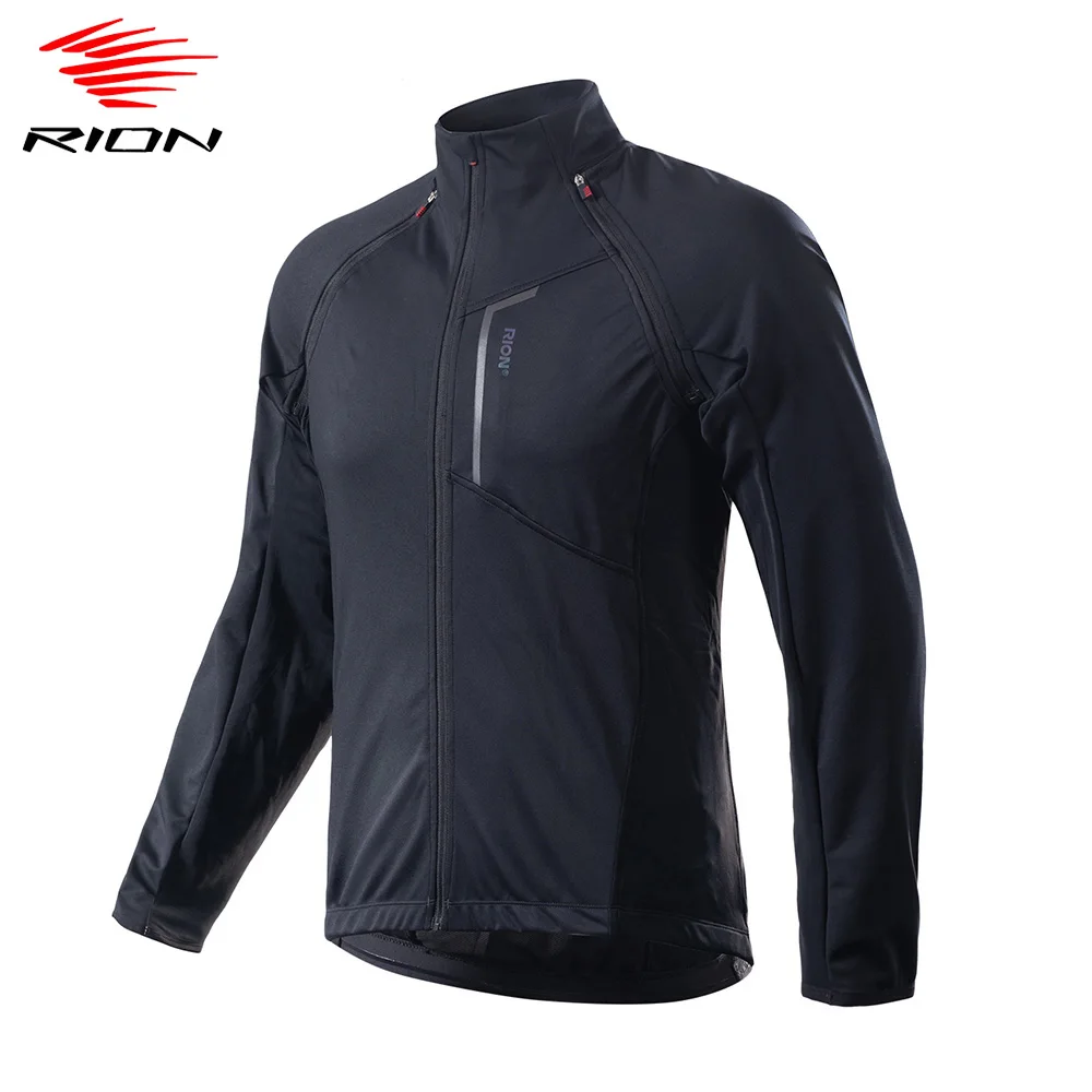 

RION Men's Detachable Long Sleeve Cycling Jackets Reflective Winter MTB Bicycle Clothing Windproof Cycling Jersey Wind Coats