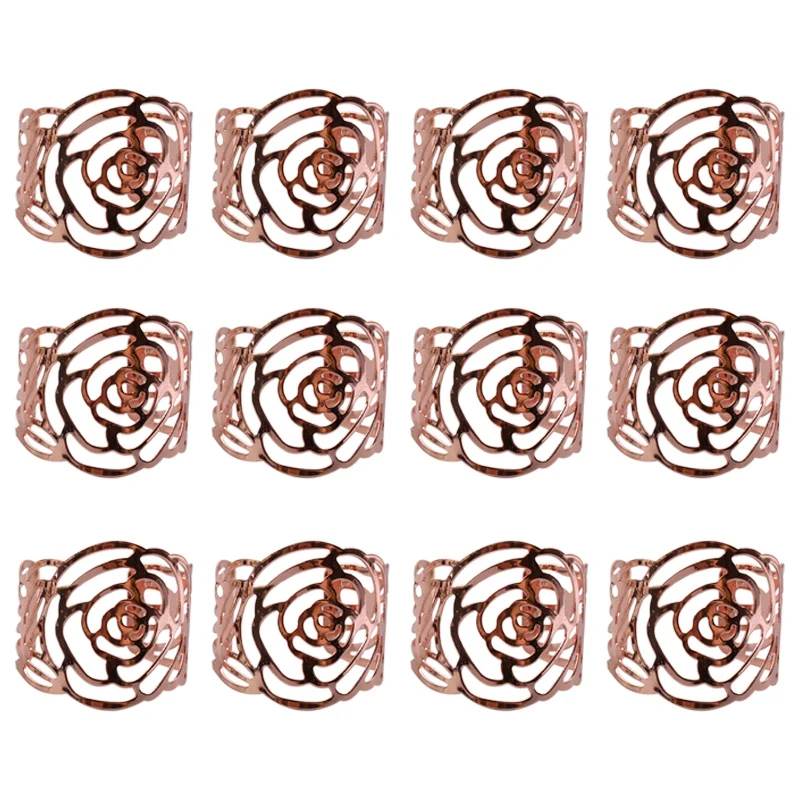12-Piece Napkin Ring Metal Buckle Holder Suitable For Wedding Party Dinner Table Decoration (Rose Gold) | Дом и сад