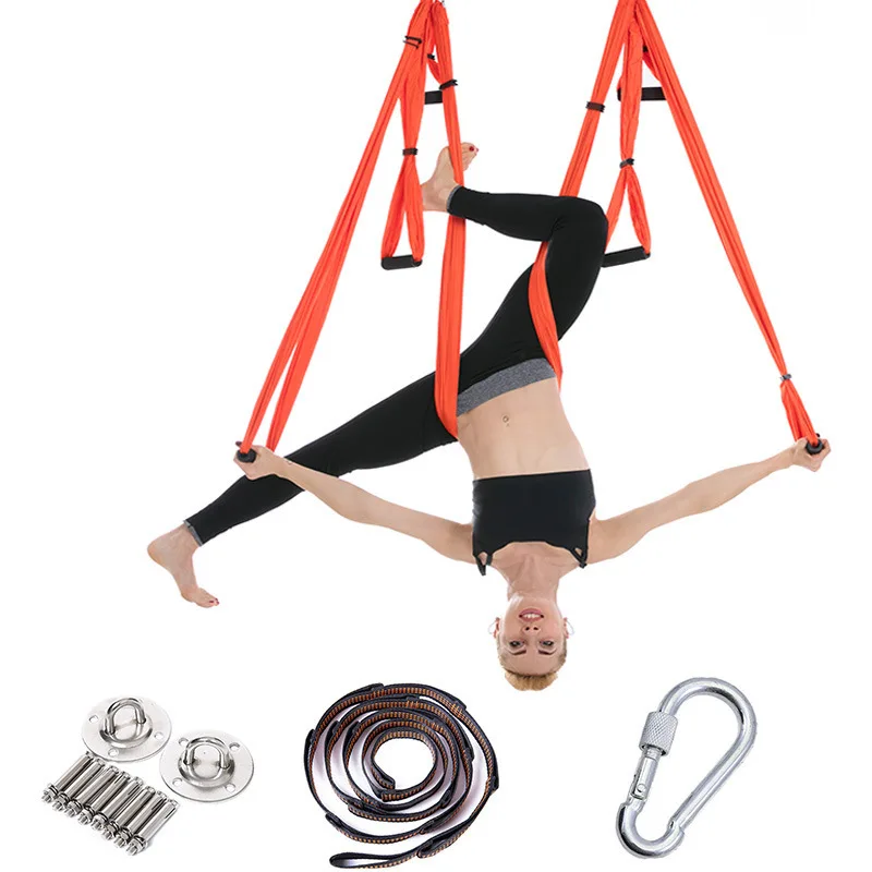 

Aerial Yoga Hammock Indoor Outdoor Accessories Non-Elasticity Fitness Swing Full Set with Extended Lanyard Stainless Steel Hangi