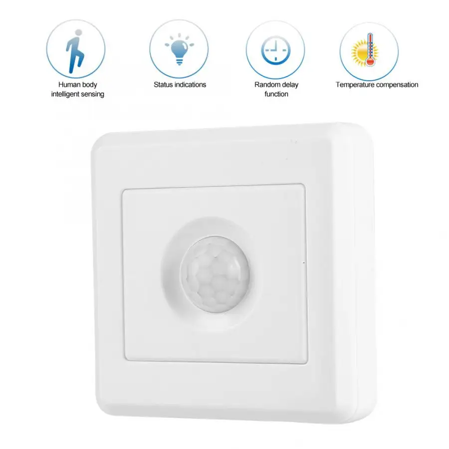 

110-240V 800W Body Motion Sensor PIR Infrared Detector Control Corridor Embedded Smart Switch