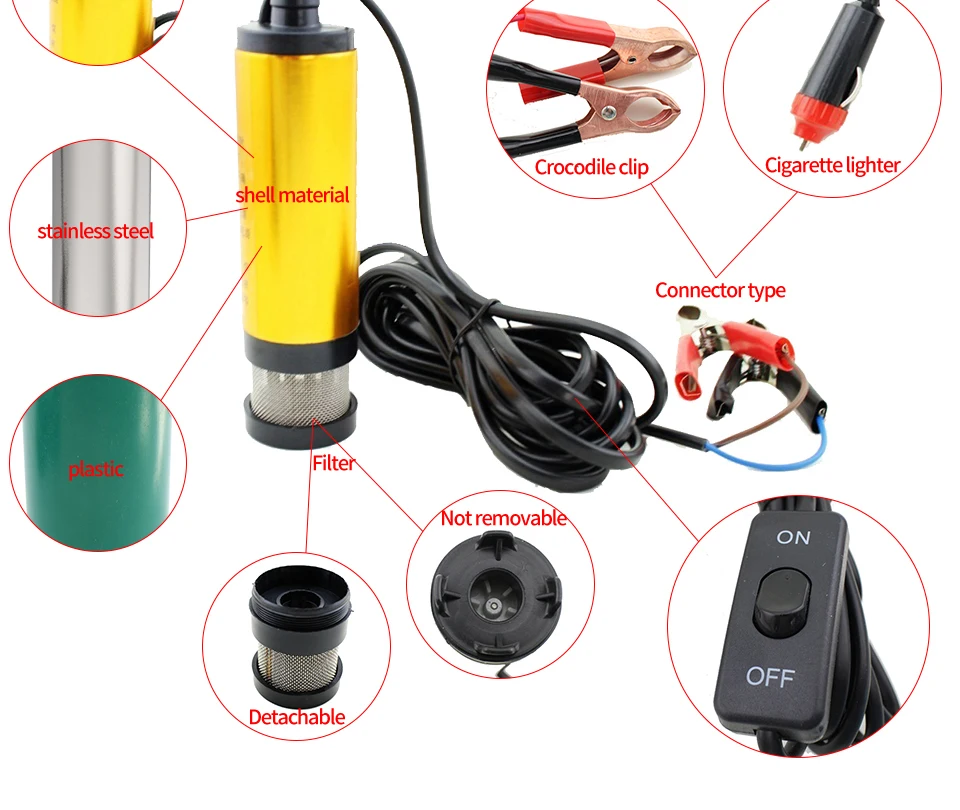 Mini 12 24 v diâmetro 38mm água