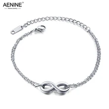 AENINE, титановые, нержавеющая сталь, бесконечность, 8 слов, браслеты с подвесками для женщин, розовое золото, Богемия, Пляжная цепь и звено, браслет AOGS1033