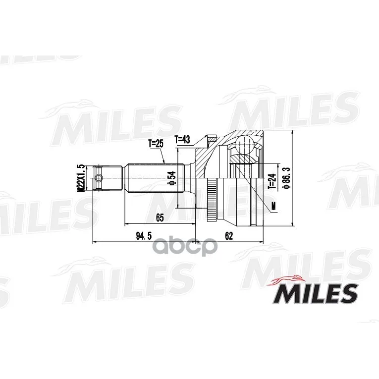 Шрус Mitsubishi Galant Vii 2.0glsi/Glstd 92-96 Нар. Abs Miles Ga20266 Miles арт. GA20266