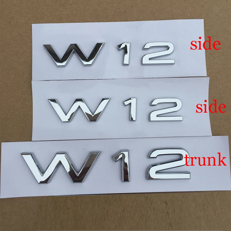 

W12 Letter Number Four Wheel Drive Bar Logo Chrome Emblem for Audi A6L TT R8 S8 Car Styling Fender Side Trunk Badge Logo Sticker