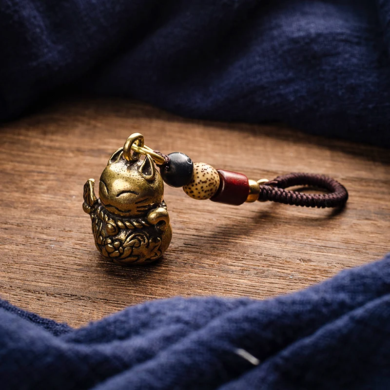 brass cat lanyard pendant (1)