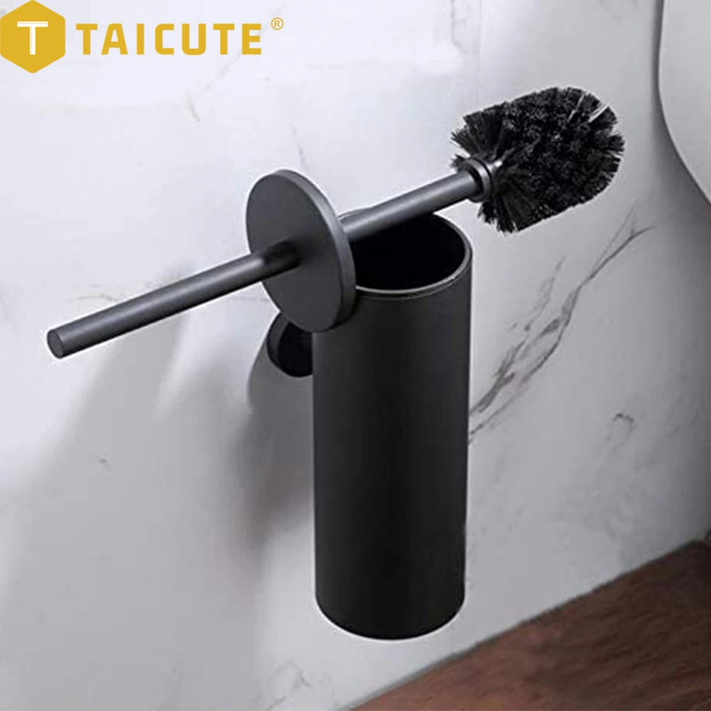 Toilet Cleaning Brush Holder Sets toilet brush set toilet brush holder bathroom accessories Wall Mount Stainless Steel Bathroom Accessories WC Hardware Black Chrome