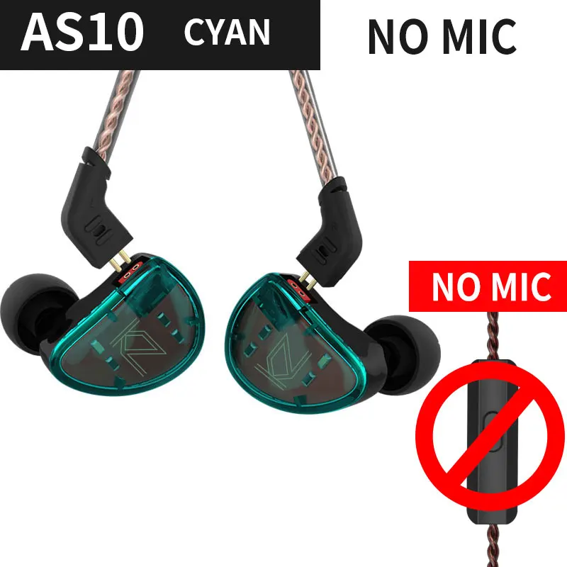 s For Musicians KZ AS10 Headphone Earbuds Balanced Armature