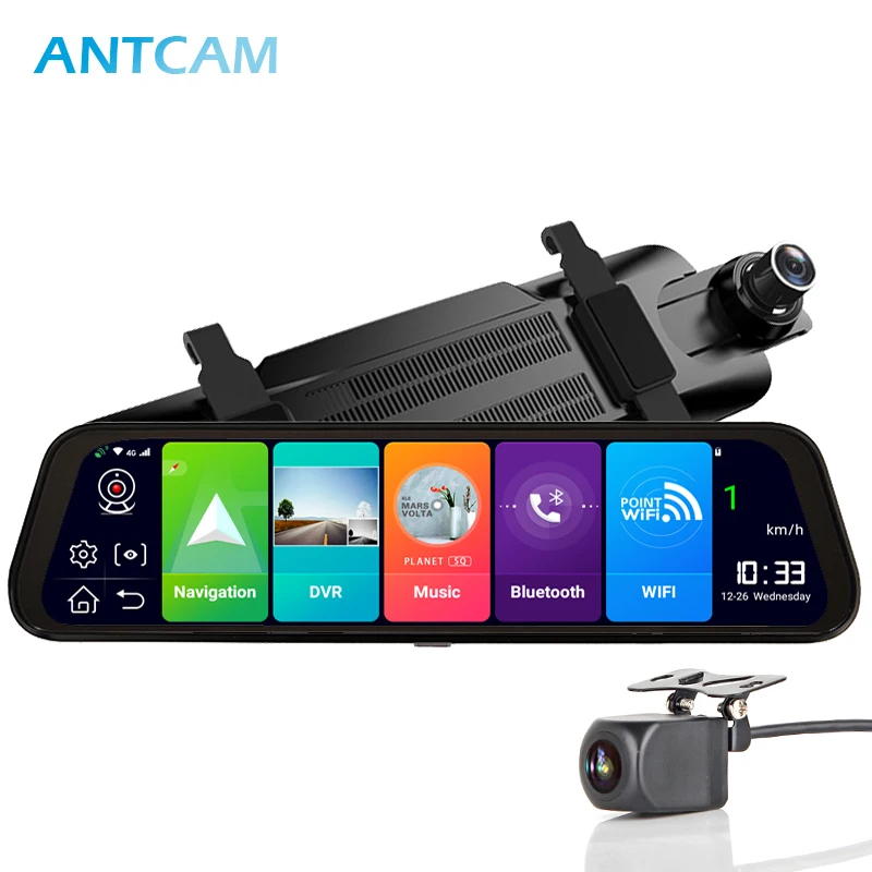 

Antcam 10 inch Car Rearview Mirror DVR 4G ADAS Android 8.1 GPS Navigation Dash cam Dual Lens FHD 1080P Car Video Camera Recorder