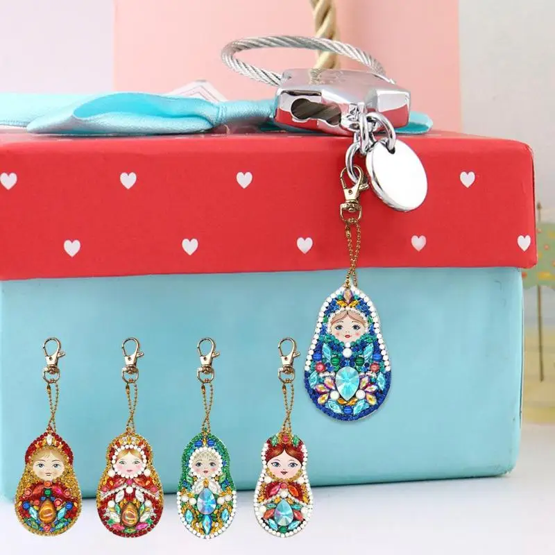 

4pcs 5Pcs DIY Diamond Painting Keychain Rhinestone Embroidery Pendant DIY Craft Kits Mosaic Cross Stitch Diamond Painting