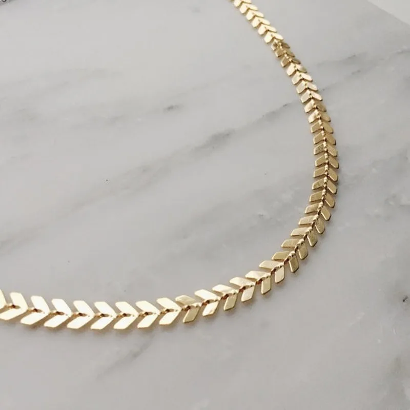 Necklace Womans Fish Bone Choker Necklaces Ladies Chain Lovers Gold Color Trendy Korean Zinc Alloy Simple Jewelry Collier Femme | Украшения