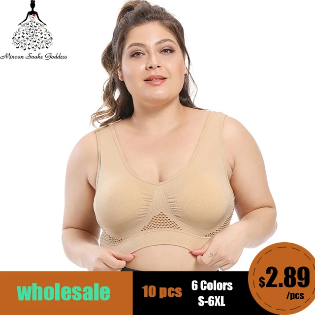 10 Pcs/lot Plus Size Bra Seamless Bra With Pads Big Size 5xl 6xl Push Up  Bras For Women Vest Wireless Active Brassiere Bra - Bras - AliExpress