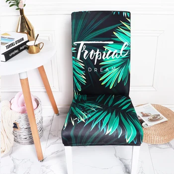 

Nordic Green Plant Chair Cover Home Dining Elastic Chair Covers Multifunctional Spandex Elastic Universal Dining Room