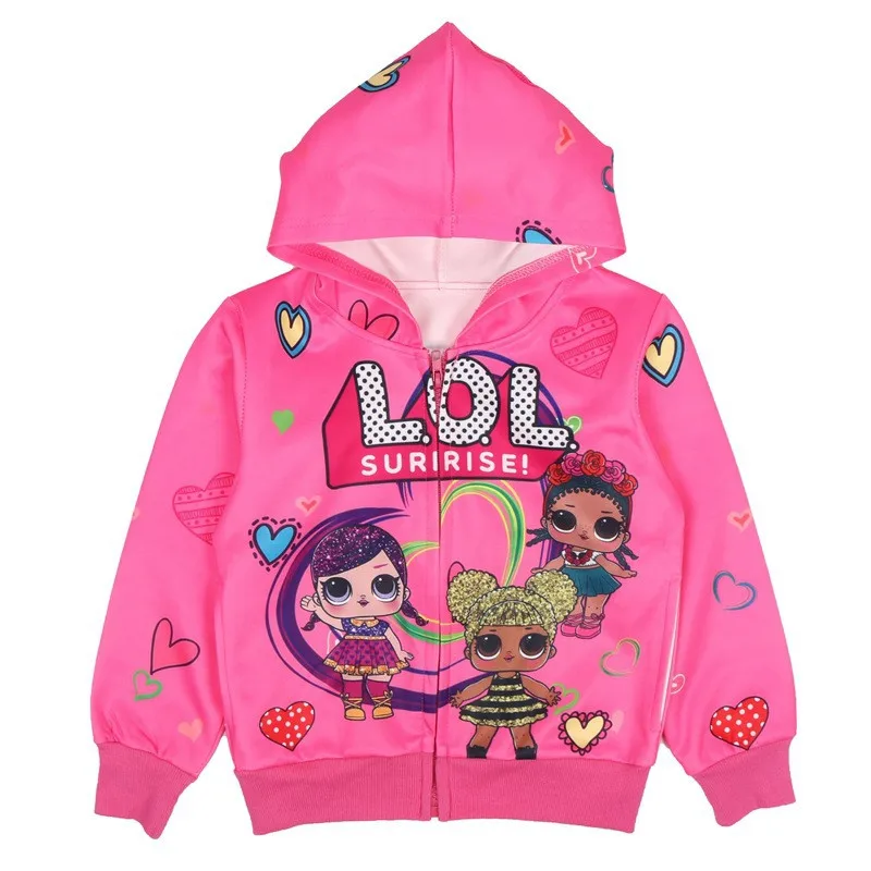 Верхняя одежда для маленьких девочек; осенне-весенние толстовки с капюшоном с героями мультфильмов для детей; детские пальто с длинными рукавами; Толстовка для малышей; детские куртки; одежда - Цвет: W39009 FUCHSIA