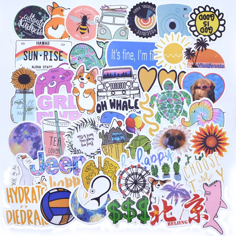 50PCS/Set kawaii Cute Vsco Sticker Pack For Decal Girls Things On