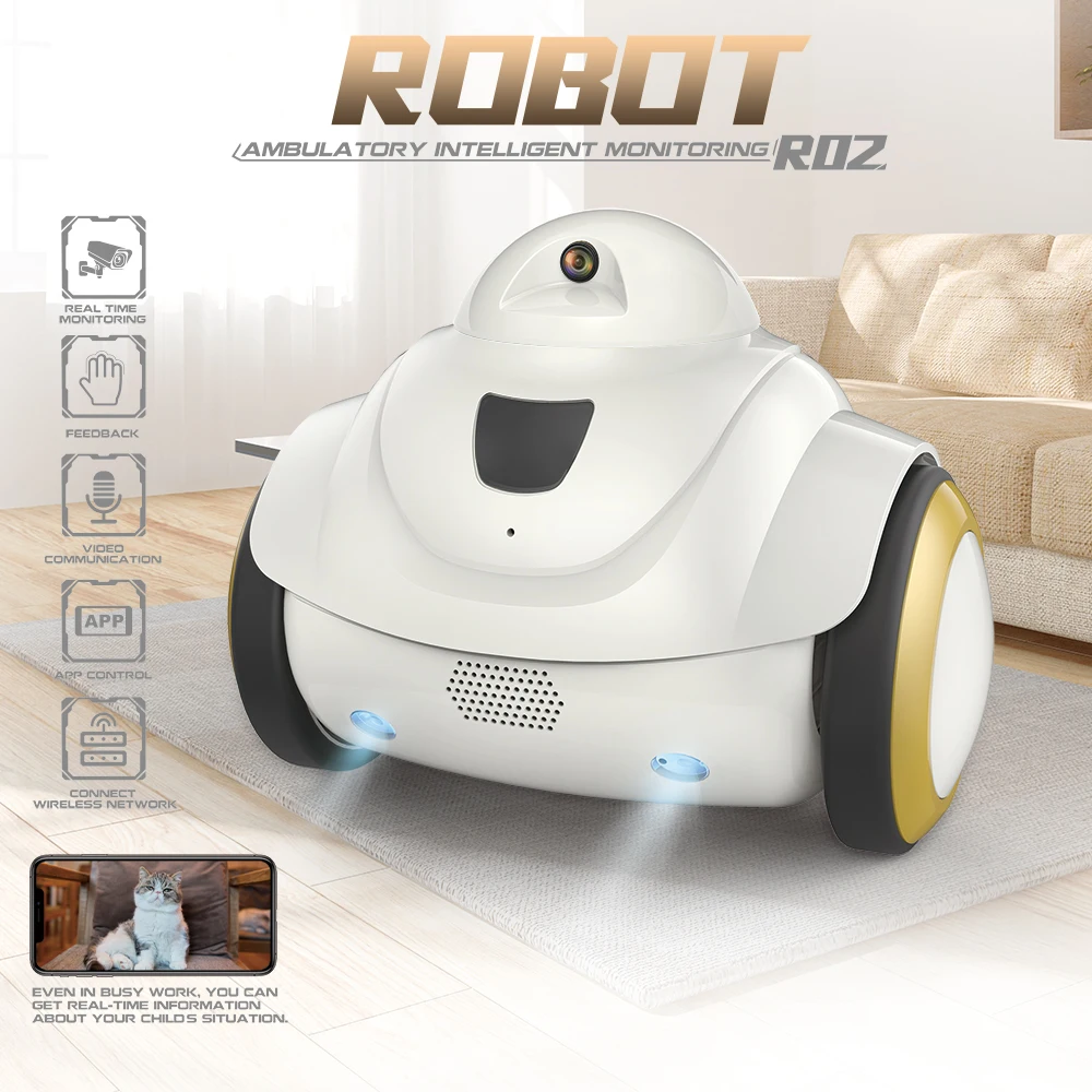 

Robot Pet Dog Camera WiFi Camera Home Security Indoor Pet Monitor 720P Camera Intelligent Interactive Robot for Cats Dogs