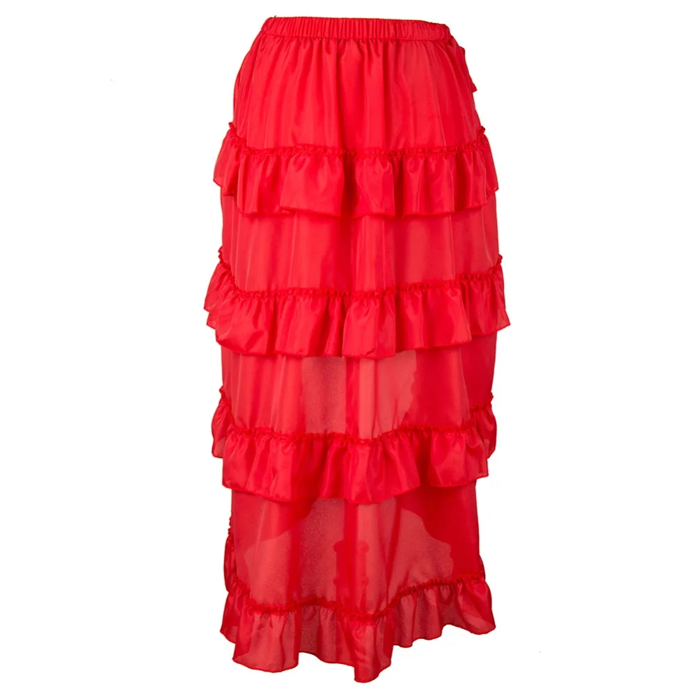 Викторианские коричневые спереди короткие сзади Длинные асимметричные оборки псевдостаринные юбки плюс размер готическая одежда винтажные юбки для женщин 6XL