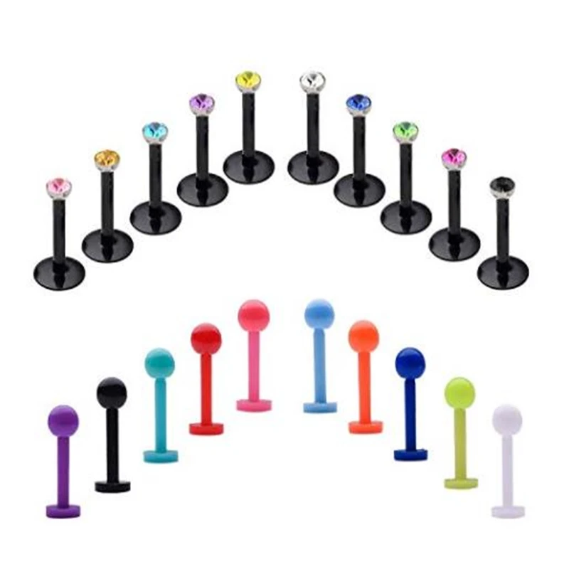 16g Tragus Earrings Retainer Clear Flexible Lip Rings 8mm Labret Studs Monroe Medusa Piercing Jewelry Cartilage Helix | Украшения и