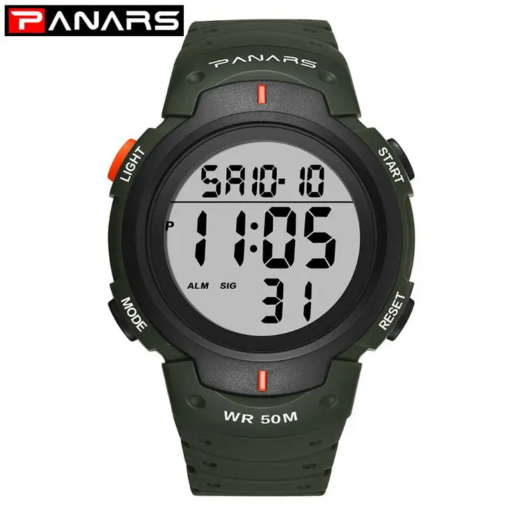 Army Green Новые модные часы, мужские многофункциональные уличные водонепроницаемые спортивные часы, светящийся будильник, светодиодный цифровой наручные часы, цифровые часы - Цвет: Army Green