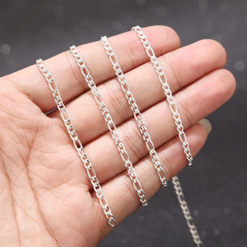 Silver Plated Figaro Chain 3mm 4.5mm 