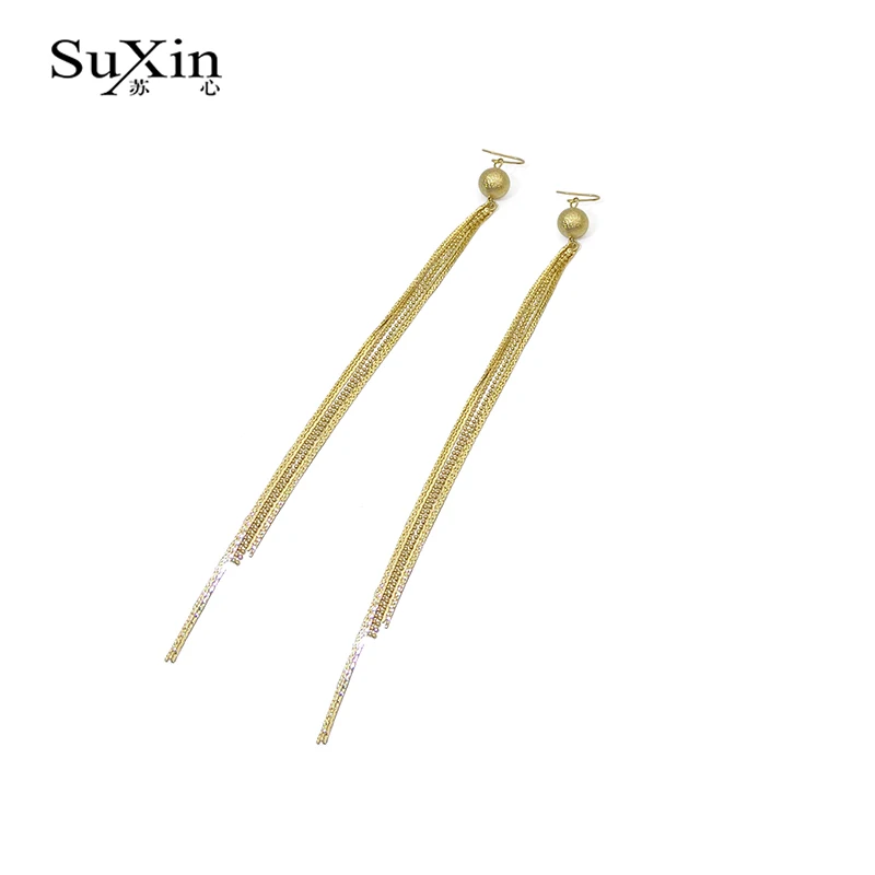 2019 новый золотой Цвет Серьги с кисточками длинные украшенные кристаллами