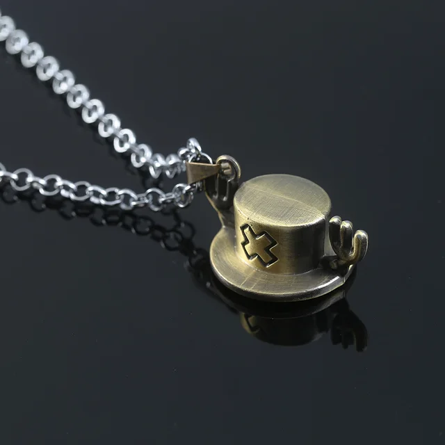 Anime One Piece Metal Necklace Luffy Ace Pirate Skull Hat Pendant Chain Choker Man Cartoon Necklaces Charm Jewelry Collar Gift bronze culian