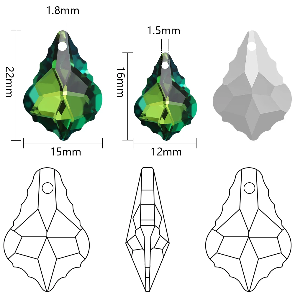 Single Hole Charms Crystal Baroque Pendants Maple Leaf Shape Glass Beads for Jewelry Making Necklace Earrings DIY Best Quality