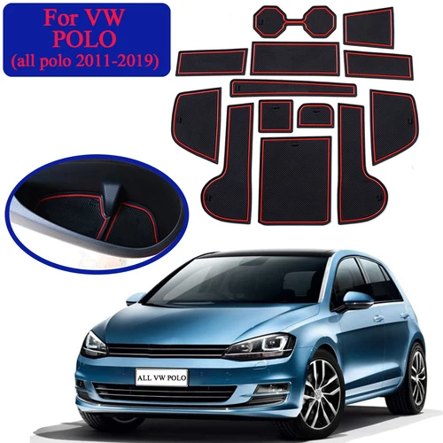 VW POLO 2011- аксессуары, автомобильные наклейки, коврик, противоскользящая резиновая чашка, подушка для двери, коврик для VW POLO(1 комплект