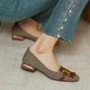 New Genuine Leather Women Shoes Fashion Tassel Beads Spring Pump Square Toe Slip-On Casual Shoes Thick Heel Size 34-40 Handmade ► Photo 3/6