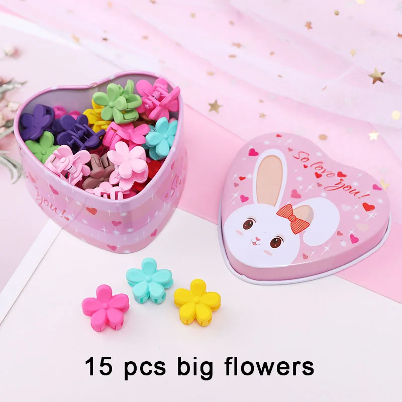 15pcs/Set Girls Cute Colorful Cartoon Small Hair Claws Lovely Children Gifts Hair Clips Headband Kids Fashion Hair Accessories - Цвет: 15pcs big flowers