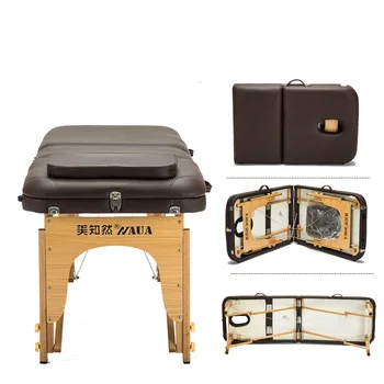 

Folding Beauty Bed 186cm length 60cm width Professional Portable Spa Massage Tables Foldable with Bag Salon Furniture Wooden