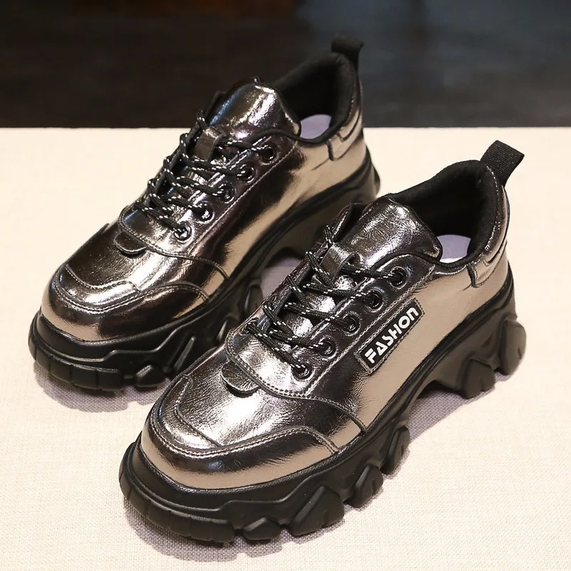 

2019 Women Fashion Style Platform Black Chunky Sneakers Casual Shoes Basket Femme Women Shoes zapatos mujer E11-04