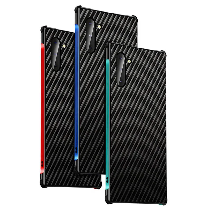 

Metal Frame Carbon Fiber Case for Samsung Note 10 Note 9 Note 8 Cases Shockproof Coverage Bumper Case for Samsung S8 S9 S10 Plus