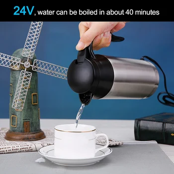 

Hot 2019 12V Car Based Heating Kettle Cup Electric Stainless Steel 750ml In-Car Travel Trip Coffee Tea Heated Mug Motor Hot Wate